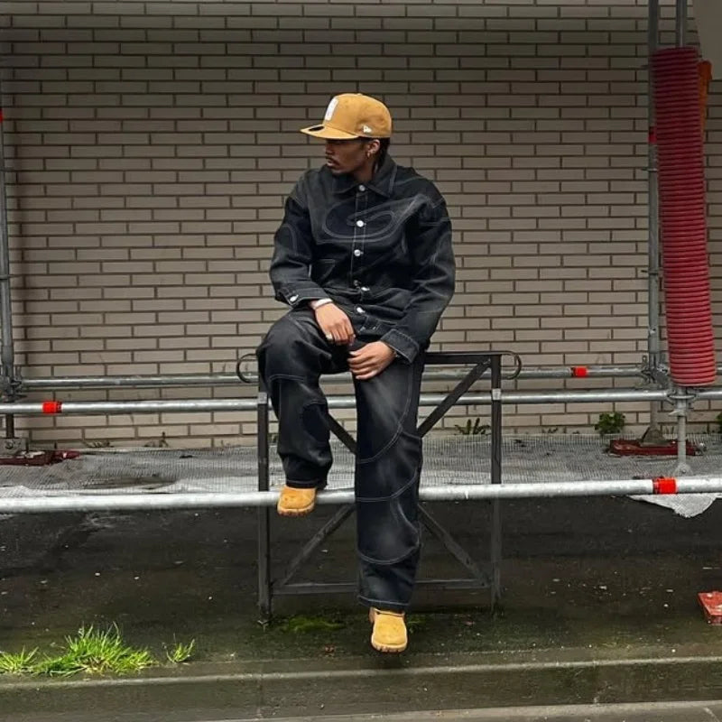 NOVO – Retro Black Denim 2-Piece Set